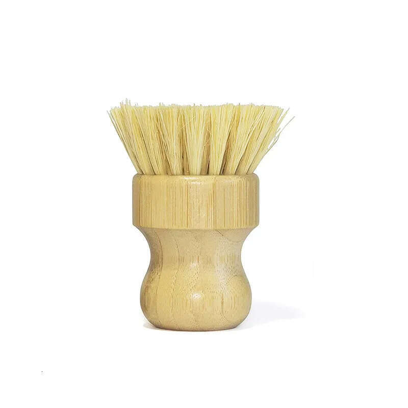Dish Round Handle Pot Wood Brush Household Sisal Palm Bamboo Kitchen Chores Rub Cleaning Brushes es