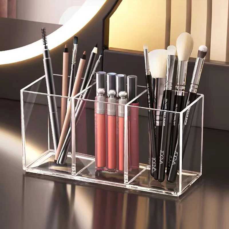 Acrylic Cosmetic Storage Box Makeup Brush Holder Organizer Lipstick Eyebrow Pencil Bathroom Storage Display Stand Diamond Y240906