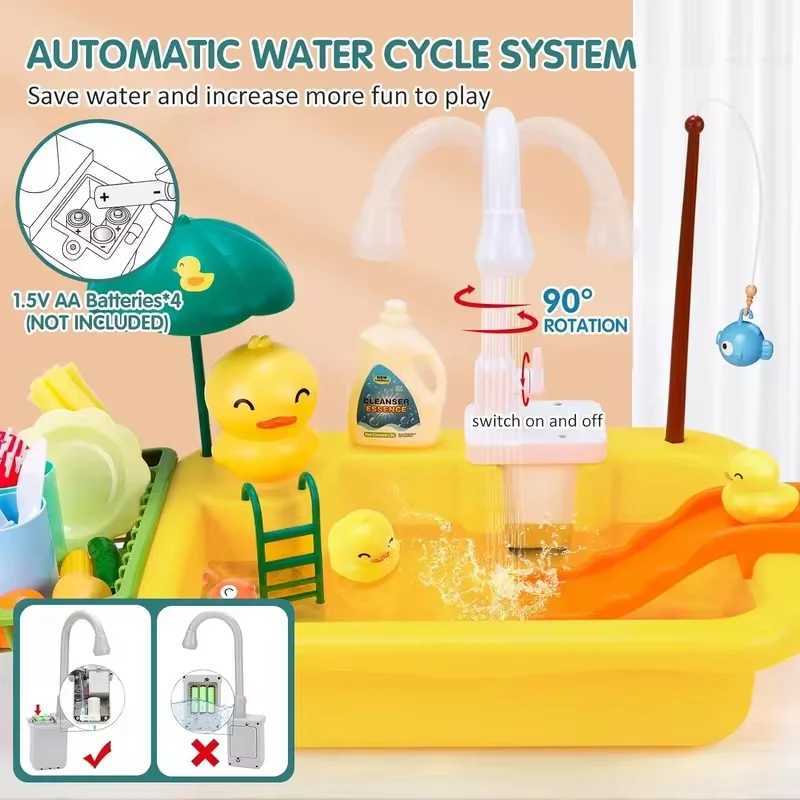 2024 New Faucet Game Sink Kitchen Sink Toy Electric Faucet Game Kitchen Swimming Pool Floating Fishing Toy Water Game Baby Gift W250113