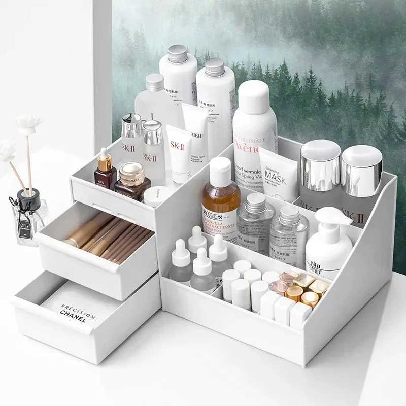 Large Capacity Cosmetic Storage Box Makeup Drawer Organizer Jewelry Nail Polish Makeup Container Desktop Sundries Storage Box Y240906