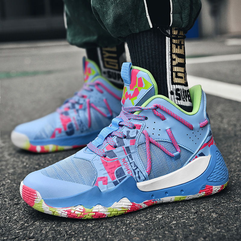 Fashion Basketball Shoes Men Breathable Basketball Sneakers Non Slip High-Top Sports Shoes Wear-Resisting Women Outdoor Sneakers