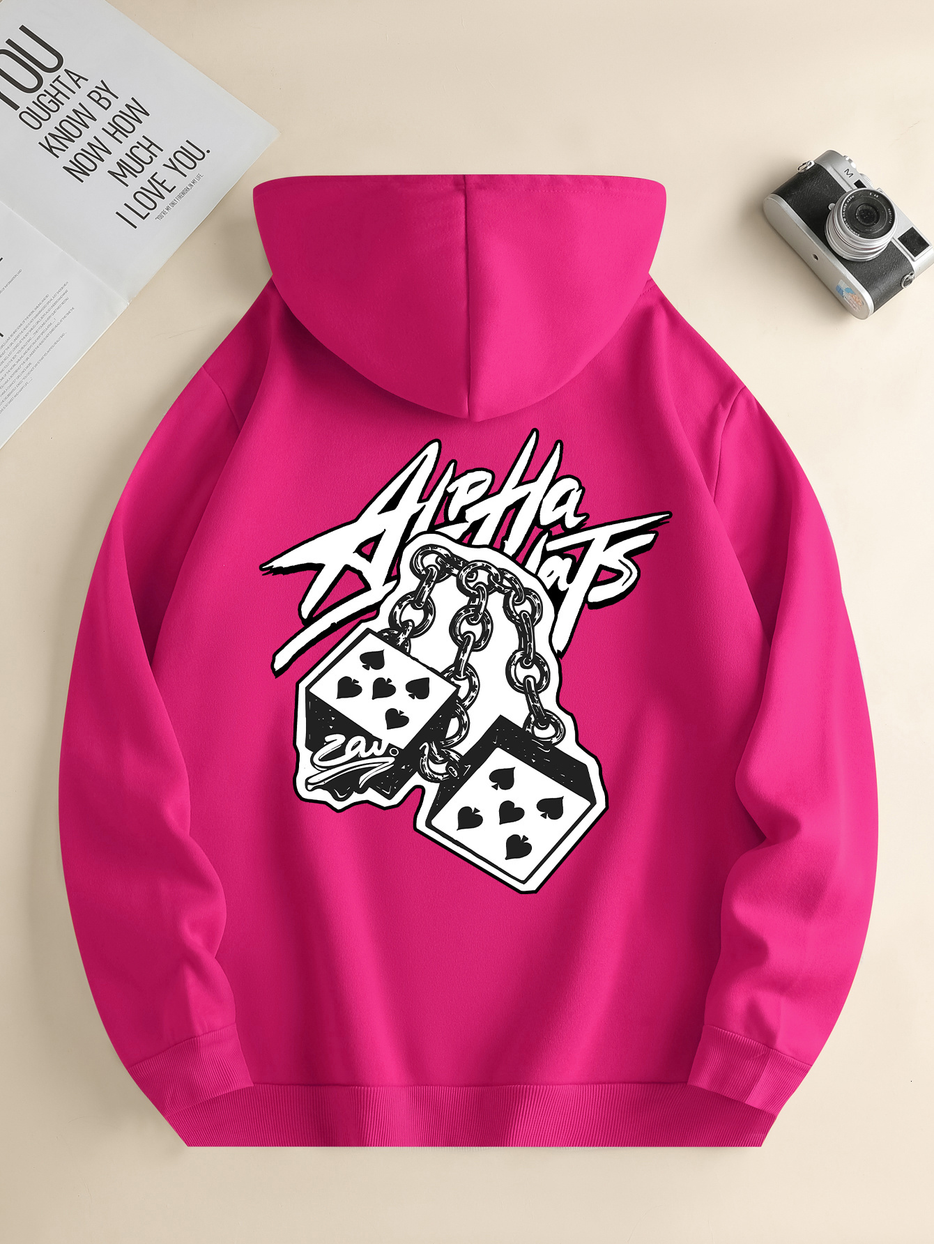 Chain Poker Trendy Printed Patterns, Men's Unique And Stylish New Hoodie With Kangaroo Pocket, Casual And Fashionable Long-sleeved Round Neck Swe