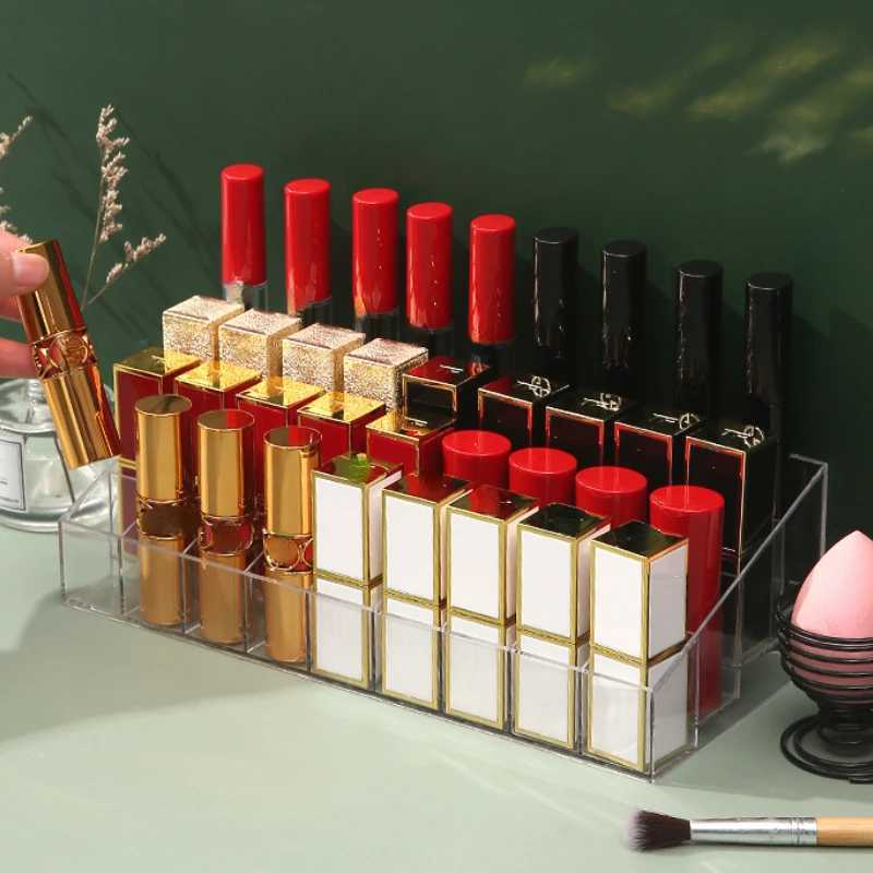 9/24 Grids Clear Acrylic Lipstick Box Makeup Organizer Storage Box Make Up Brush Organizer Display Holder Cosmetic Organizer Box Y240906