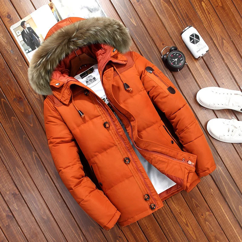 Down Jackets Mens Winter Jacket Men Fashion Thick Warm Parkas Fur 90% White Duck Down Coats Casual Male Waterproof Down Jackets 240830