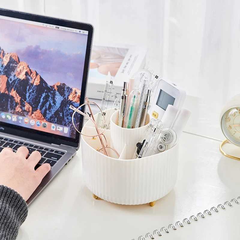 360 Rotating Makeup Organizer Large Capacity Desktop Cosmetic Storage Box Portable Lipstick Makeup Brush Pen Holder for Bathroom Y240906