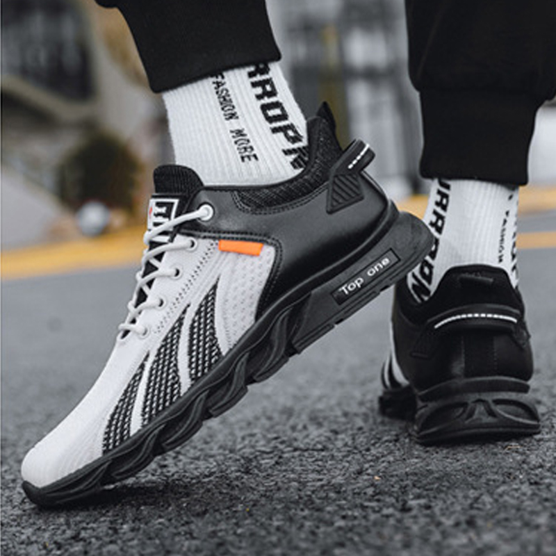 Sneakers: Men's Mesh Breathable Casual Lace-Up Vulcanized Walking Shoes 4