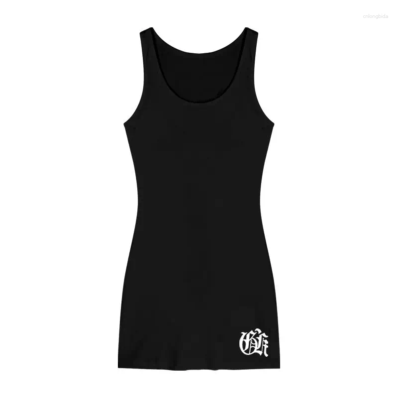 Womens Tanks American Cross Print White Women Camis Y2k Mid Length Slim Waist Bottoming Vintage High Street Tops Sleeveless Grunge