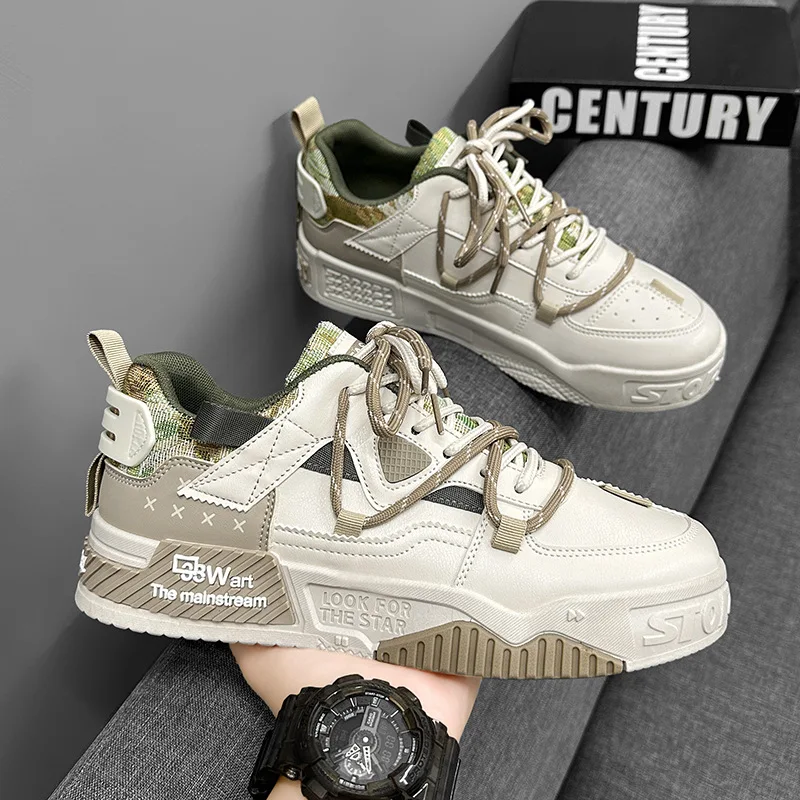 Korean Version Men Casual Shoes Spring 2024 New Fashion Versatile Thick Sole Comfortable Board Shoes Outdoor Travel Sports Shoes