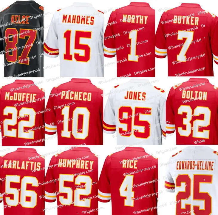 Derrick Thomas Football Jersey 15 Patrick Mahomes Worthy Travis Kelce Jones Harrison Butker Isiah Pacheco Rashee Rice Chris Jones Trent McDuffie Humphrey