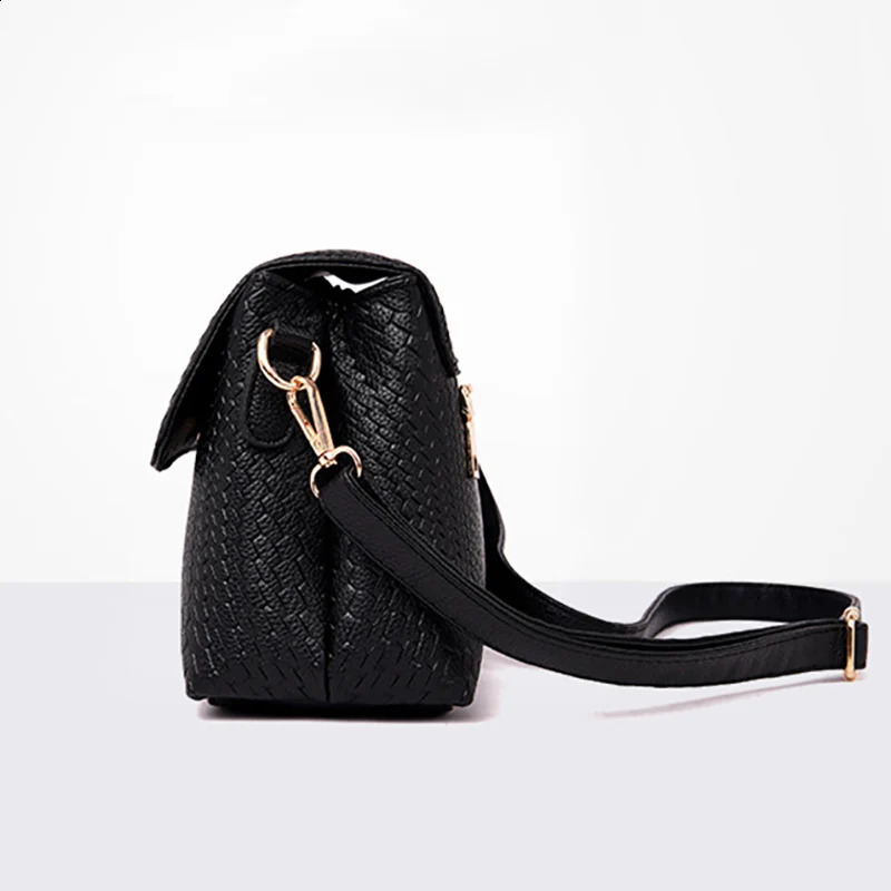 Fashion Black Shoulder Bags for Women PU Leather Soild Color Crossbody Messenger Bag Purse Female mama Handbags 240905