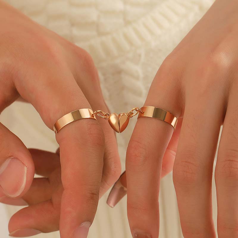 European-Inspired Adjustable Couple Ring Sets - Chic Magnetized Finger Jewelry