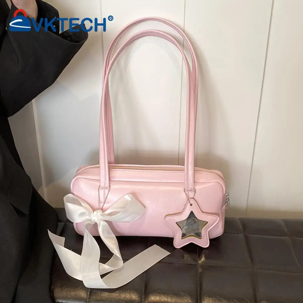 Womens casual armrest handbag fashionable shoulder bag with star pendant solid color Y2K bottom womens 240903