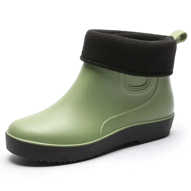 Rain New Outdoor Warm Low-cut Winter Shoes Waterproof Rubber Ankle Boots Women's Overshoes 2771
