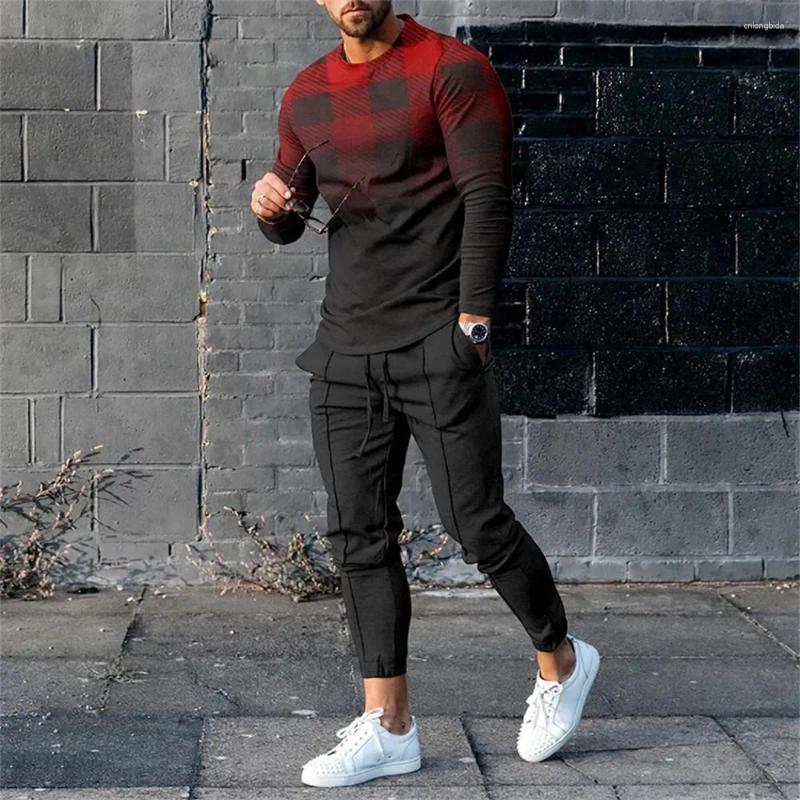 Men's Tracksuits Sweatshirt Pants 2 Piece Sets O Neck Long Sleeve T Shirt Sweatpants Male Oversized T-shirts Sportswear Clothing