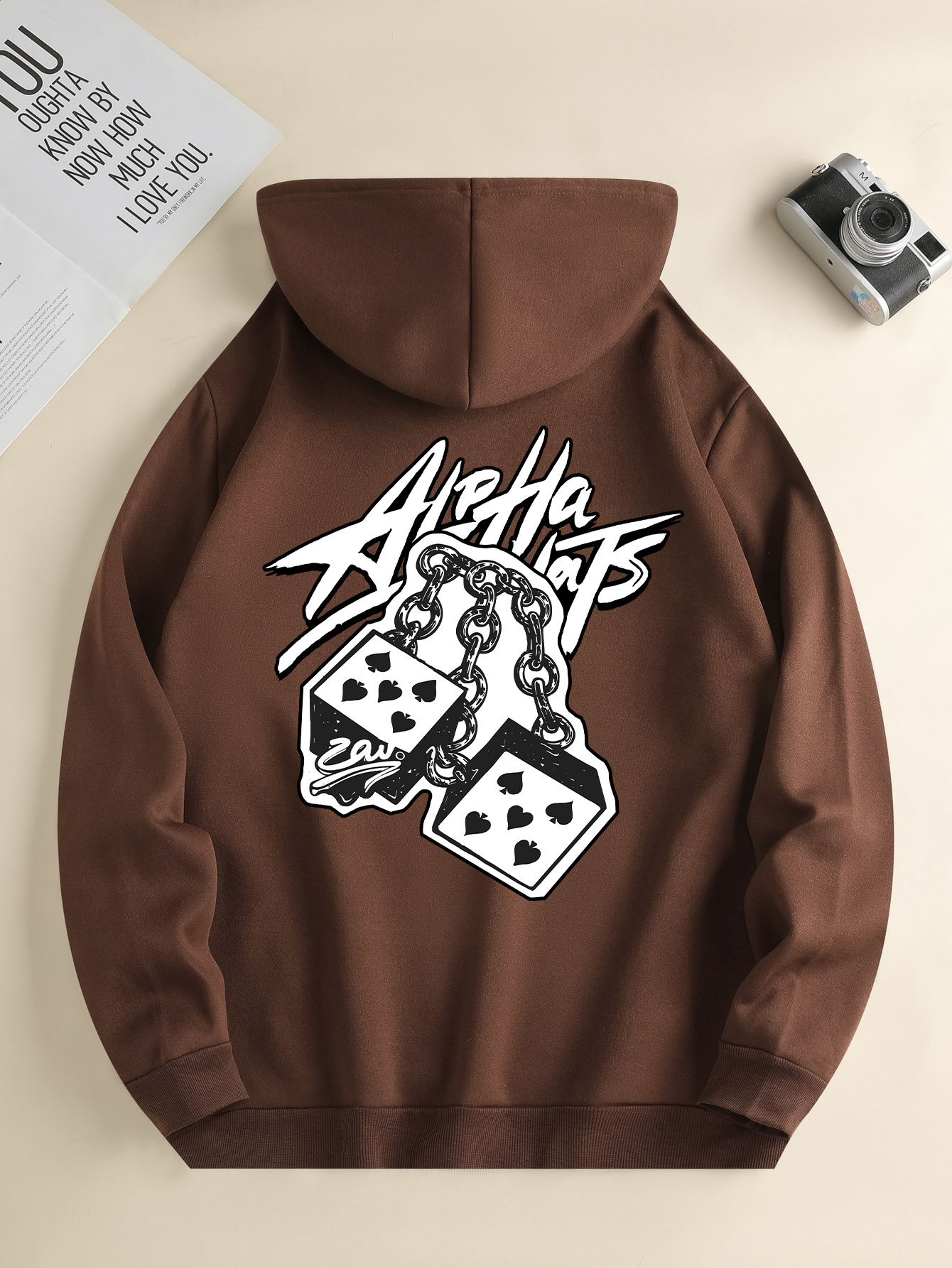Chain Poker Trendy Printed Patterns, Men's Unique And Stylish New Hoodie With Kangaroo Pocket, Casual And Fashionable Long-sleeved Round Neck Swe
