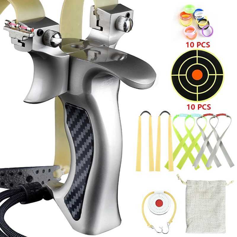 8020/9025 sturdy metal slingshot with shock-absorbing tail cover comfortable grip slingshot professional outdoor hunting and shooting set W240905