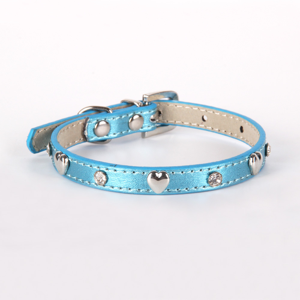 Cat Collar Dog Collar Adjustable Bright Belt Diamond Cute Love Cat Collar Pet Supplies