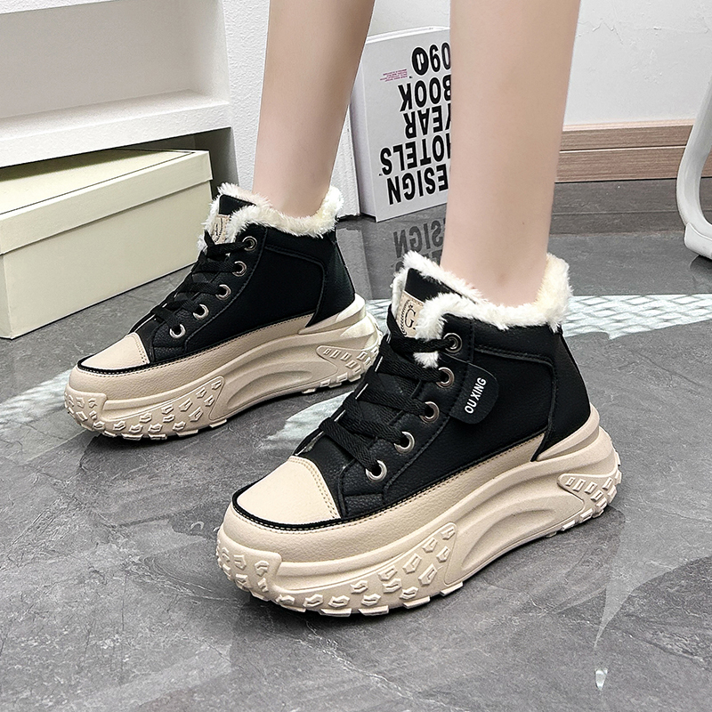 Women Denim Thick Soled Sports Shoes New White Ankle Boots Anti NEW Slip Warm Snow Boots, Large Size Suitable for Winter Wear