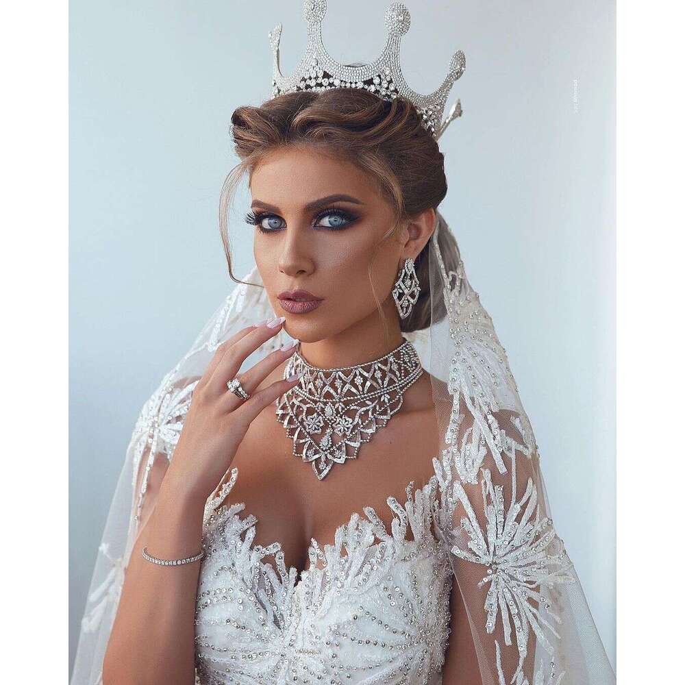 FATAPAESE Wedding Princess Dresses Glitter Beading Illusion Sleeve Sweatheart Sparkly Dress Fluffy Bride Ball Gown
