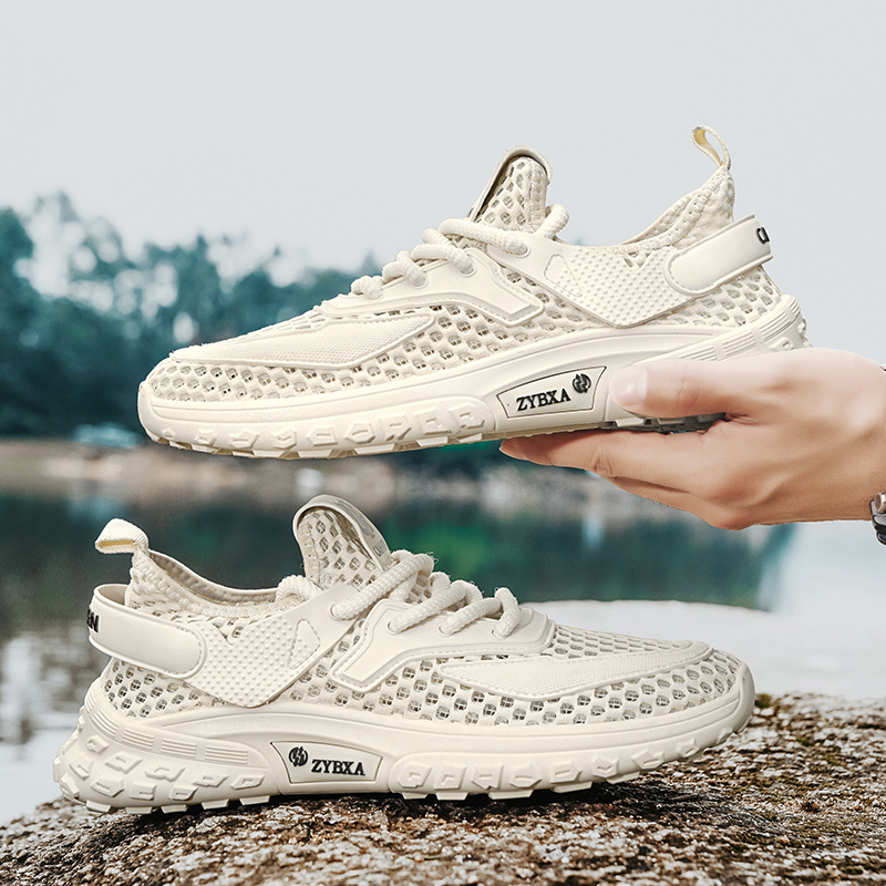 2024 Summer Outdoor Men Sneakers Breathable Slip On Loafers Men Casual Shoes Antiskid Mesh Men Shoes Waterproof Walking Zapatos