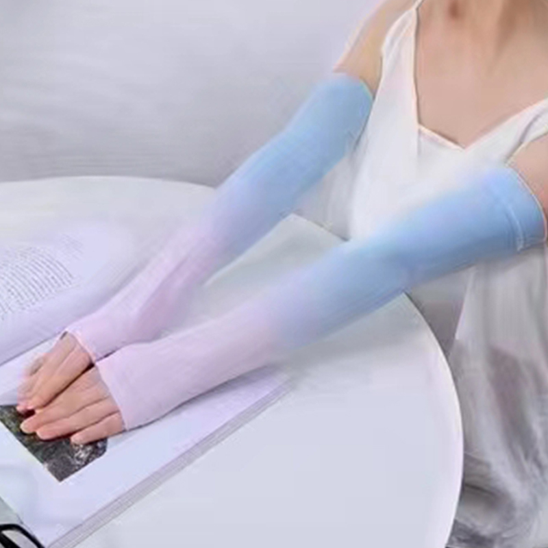 Gradient sunscreen dazzle color ice sleeve women summer ice silk sleeve set two-color UV protection