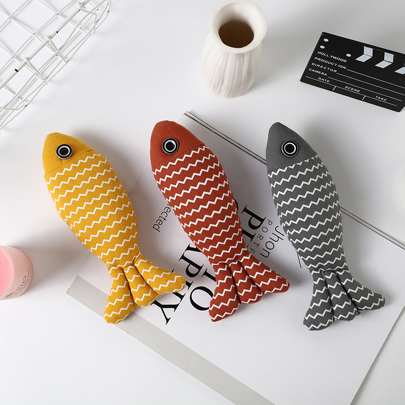 Animal Rescue Donation pet supplies pet cat teasing stick hemp cloth fish, cat mint simulation fish cat toy kitten grinding teeth self fun and relievi