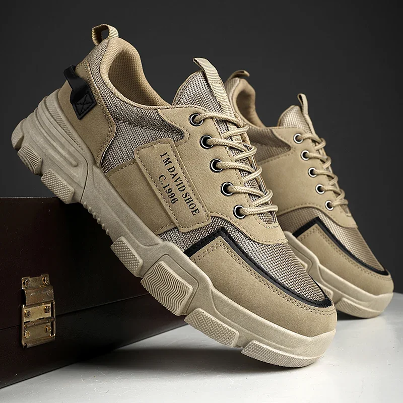 Spring and Autumn Fashion Slow Walking Shoes for Men, Comfortable and Durable Black Casual Sports Shoes