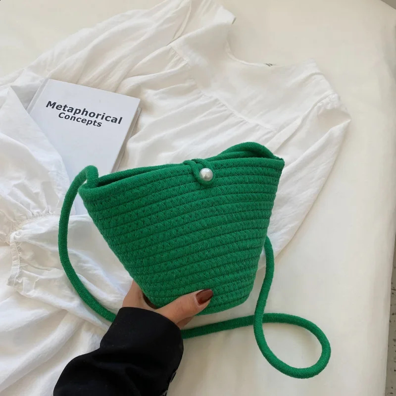Summer Small Straw Shoulder Bags For Women Handmade Braided Crossbody Bag Fashion Beach Daily Messenger Phone Handbag 240905