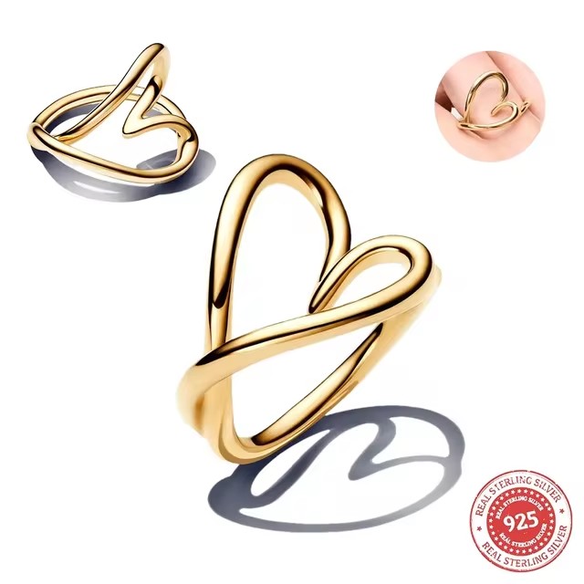 2024 Treated Freshwater Cultured Pearl Organically Shaped Double Band Entwined Ring For Women Charms 925