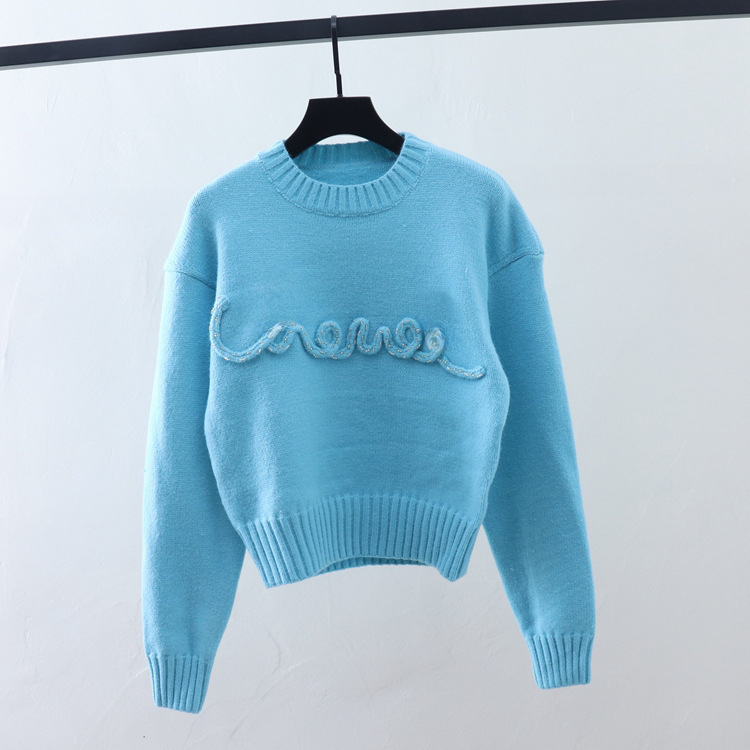 Lovely Pink Blue Letters Designer Sweater for women sweaters jumper Embroidery Print Knitted classic Knitwear Autumn winter clothing