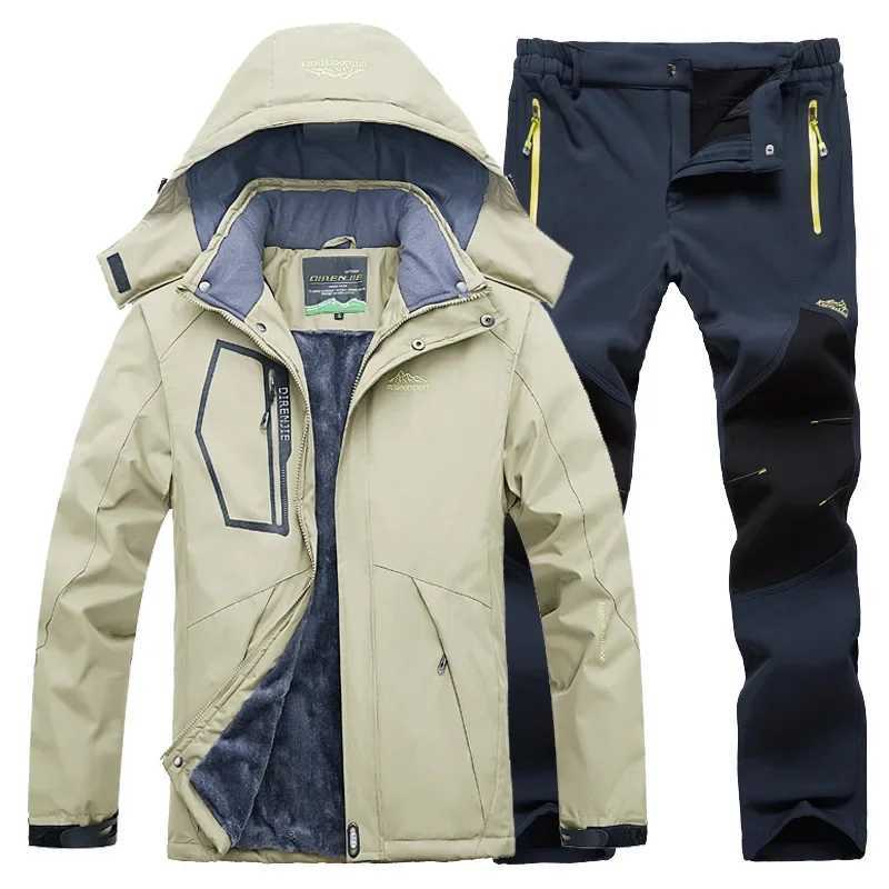 Mens ski suit windproof waterproof warm ski jacket+pants snow suit winter ski jacket W240905
