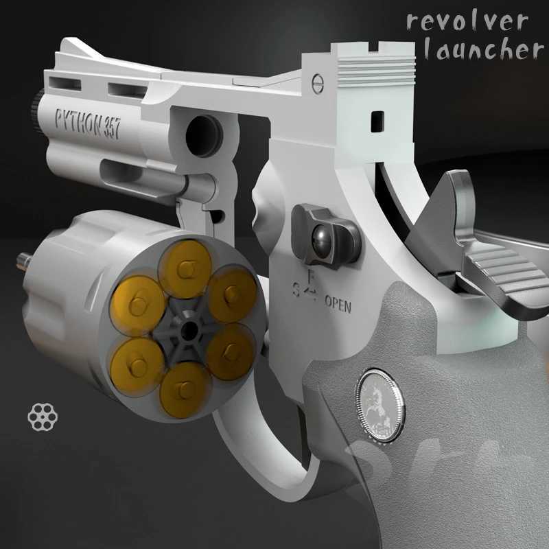 Childrens quick shooting revolver toy soft bullet gun Magnum Zp-5 357 real pistol fake gun model boy shooting toy childrens gift W240904