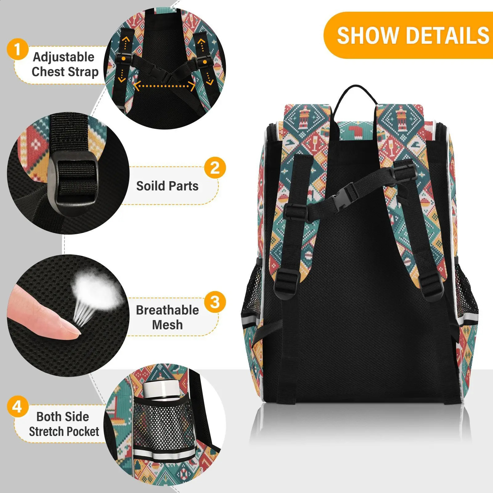 Childrens backpacks for boys and girls ned with Christmas elements elementary school featuring multiple pockets large capacity Japanese 240903