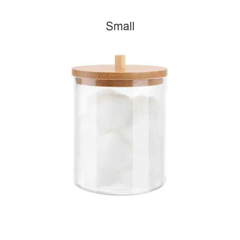 Acrylic Storage Box Bathroom Jar Makeup Organizer Cotton Round Pad Holder Cotton Swab Box Qtip Holder Dispenser with Bamboo Lid Y240906