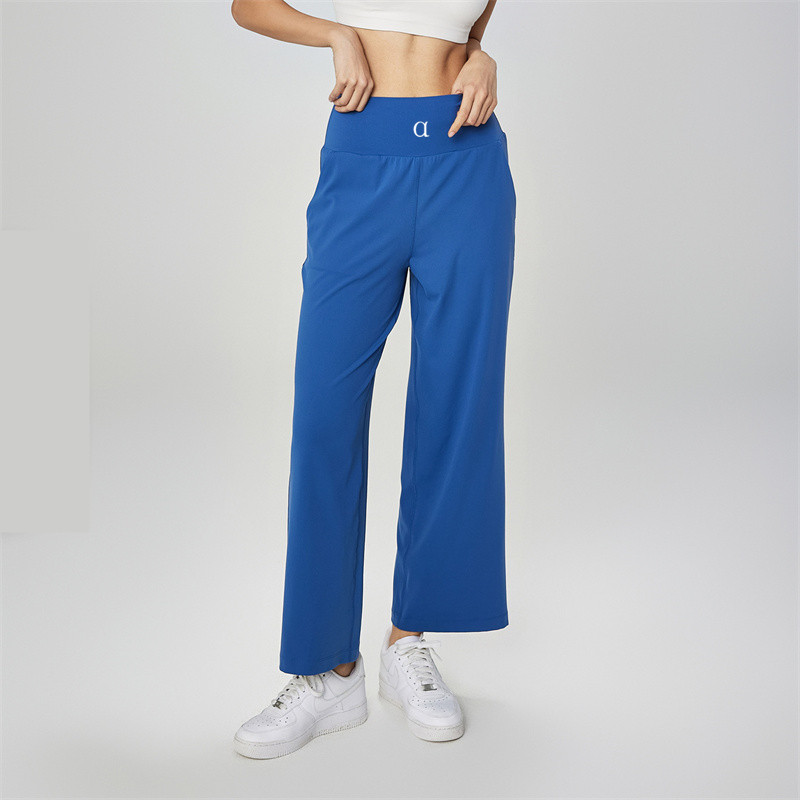 A1527 Yoga Wear Womens Ninth Jogging Pants Loose Wide Leg High Waist Training Strap Pants 5 Colors