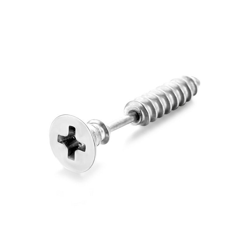 Stainless Steel Wood Screw Stud Earring for Men Youth Titanium Steel Man Cross Piercing Earring Ear Studs Nice Jewelry Gift Wholesale Price 1 PCS