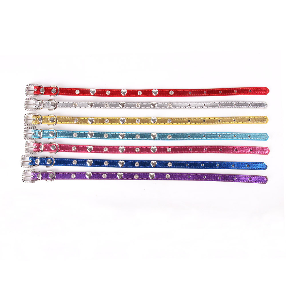 Pet Collar Cute Smooth Heart shaped Claw Diamond Bright Leather Cat Collar Dog Collar Perfect Gift for Pets