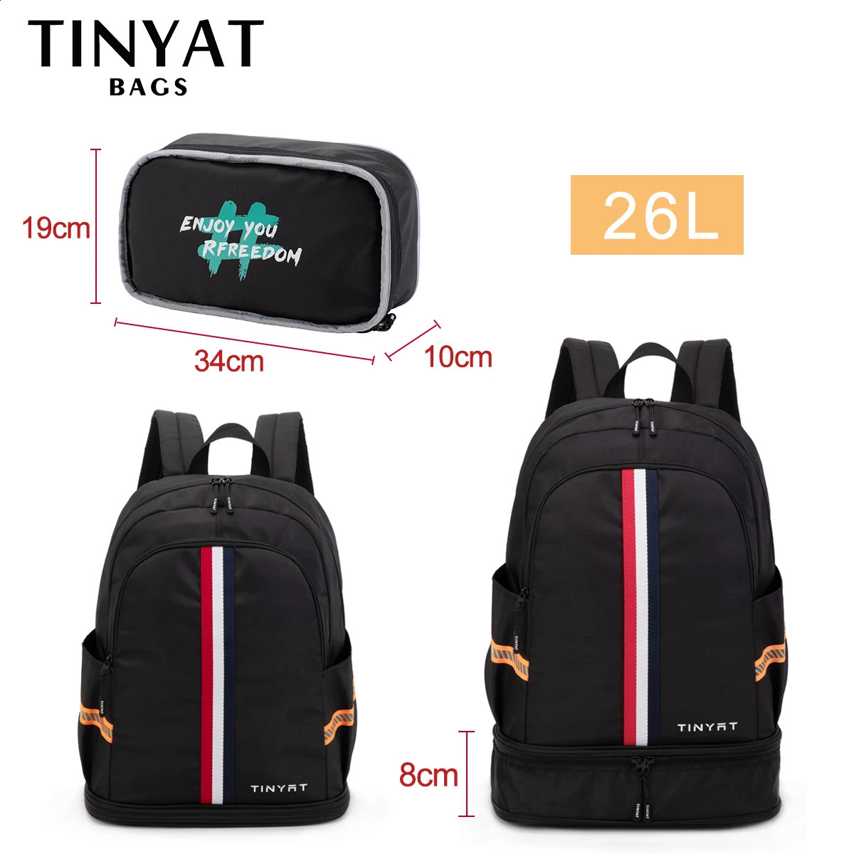 TINYAT School Backpack Mens Waterproof Back to Travel Bag with Shoe Storage Foldable Durable for Student Use 240903