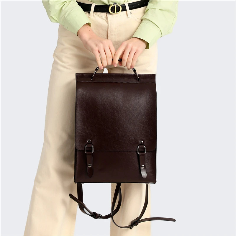 Burminsa vintage denim leather womens bag trend ner travel school A4 work shoulder 240903