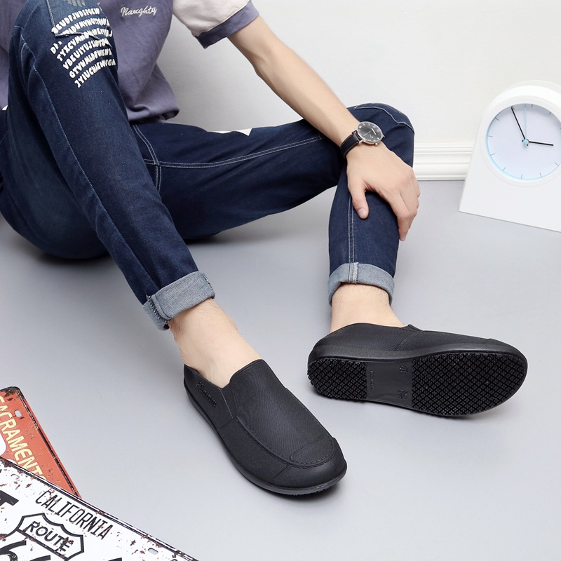 Non-slip Men Waterproof Garden Slip on Car Wash Work Elasticity Ankle Rain Boots Safety Shoes 783c