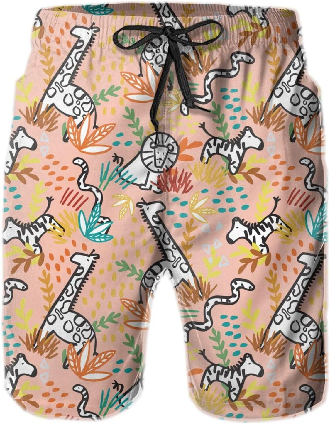 Mens Shorts 3D Printed Pattern Giraffe Zebra Lion Swim Trunks Quick Dry Stylish Beach Board Swimwear