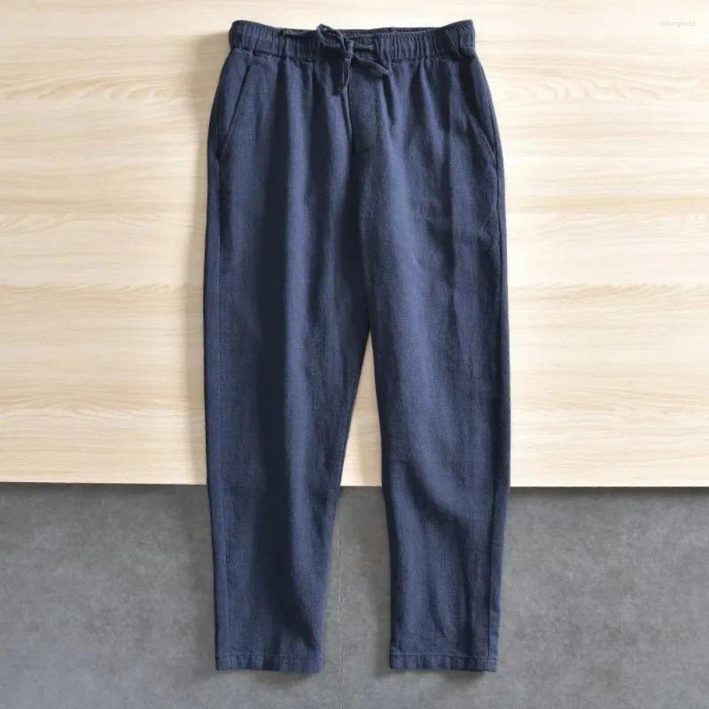 Mens Pants Casual Baggy Streetwear Men Joggers Cotton Linen Sports Trousers Long Straight For