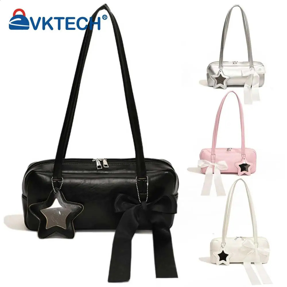 Womens casual armrest handbag fashionable shoulder bag with star pendant solid color Y2K bottom womens 240903