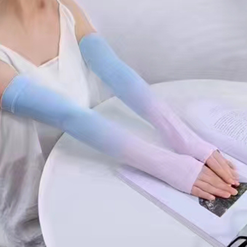 Gradient sunscreen dazzle color ice sleeve women summer ice silk sleeve set two-color UV protection