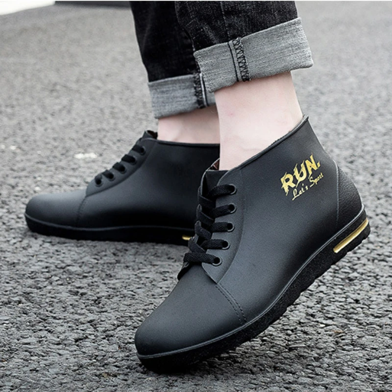 Rain Men Boots Waterproof Fishing Husband Man Work Garden Rubber Boot Oil-proof Non-slip Kitchen Shoes Footwear2023 d9bf