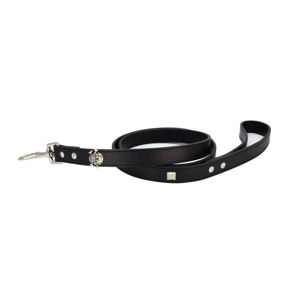 Pet Accessories Skull decoration cat dog leash Leather personalized pet dog leash