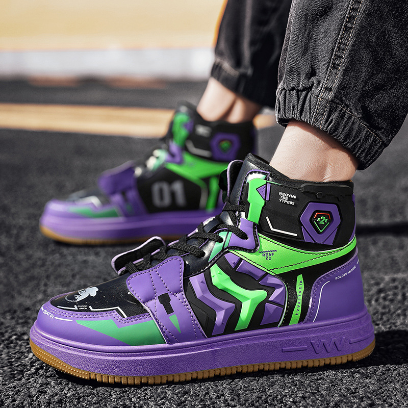 Brand Fashion Purple Men's High Sneakers Comfortable Flat Designer Shoes Men Lace-up Casual Sneakers Men zapatillas de hombre