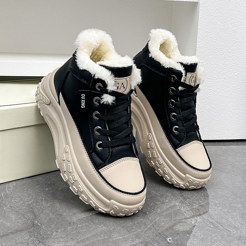 Women Denim Thick Soled Sports Shoes New White Ankle Boots Anti NEW Slip Warm Snow Boots, Large Size Suitable for Winter Wear