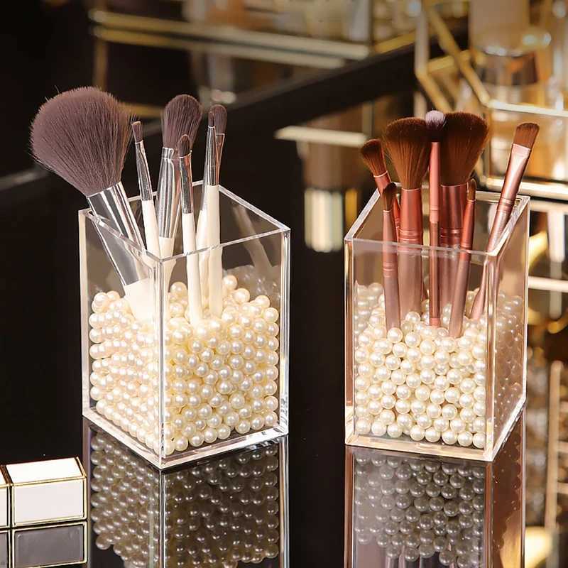 Make Up Organizer Plastic Makeup Brush Pot Storage Acrylic For Cosmetics Holder Desk Cosmetic Storage Container Y240906