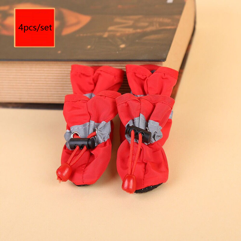 4pcs/set Waterproof Anti-Slip Pet Dog Shoes Rain Boots for Small Cats & Dogs Puppy Dog Pet Booties Pet Accessories